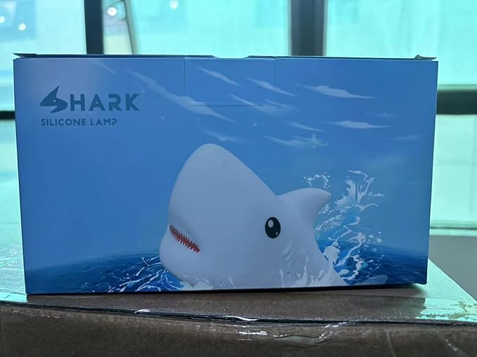 LOVERUIS Shark Night Light for Children, 7 Color Changing LED Portable Touch Baby Lamp, USB Rechargeable Silicone Animal Night Light for Children, Kindergarten, Toddlers (Shark)