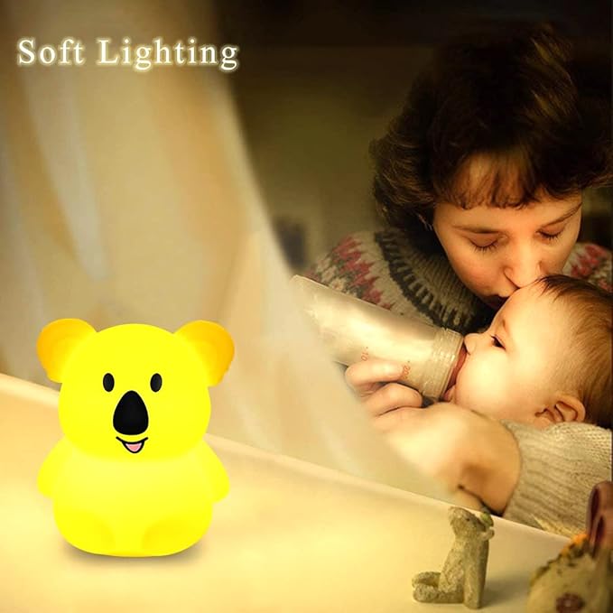 WHA&DARREN Large Koala Night Light for Kids,Cute Baby Lamp, Silicone Bedside Lamp,Portable Night Light for Kids Room, Rechargeable Animal Lights for Girls and Boys