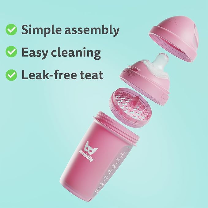 Herobility Double Anti-Colic Baby Bottles – 8.5 fl oz/240ml – 3-Pack