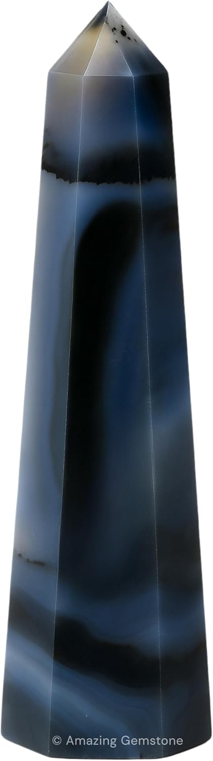 Amazing Gemstone Dendrite Agate Crystal Towers - Natural Healing Crystal Point Obelisk for Reiki Healing and Crystal Grid (3 Inch)