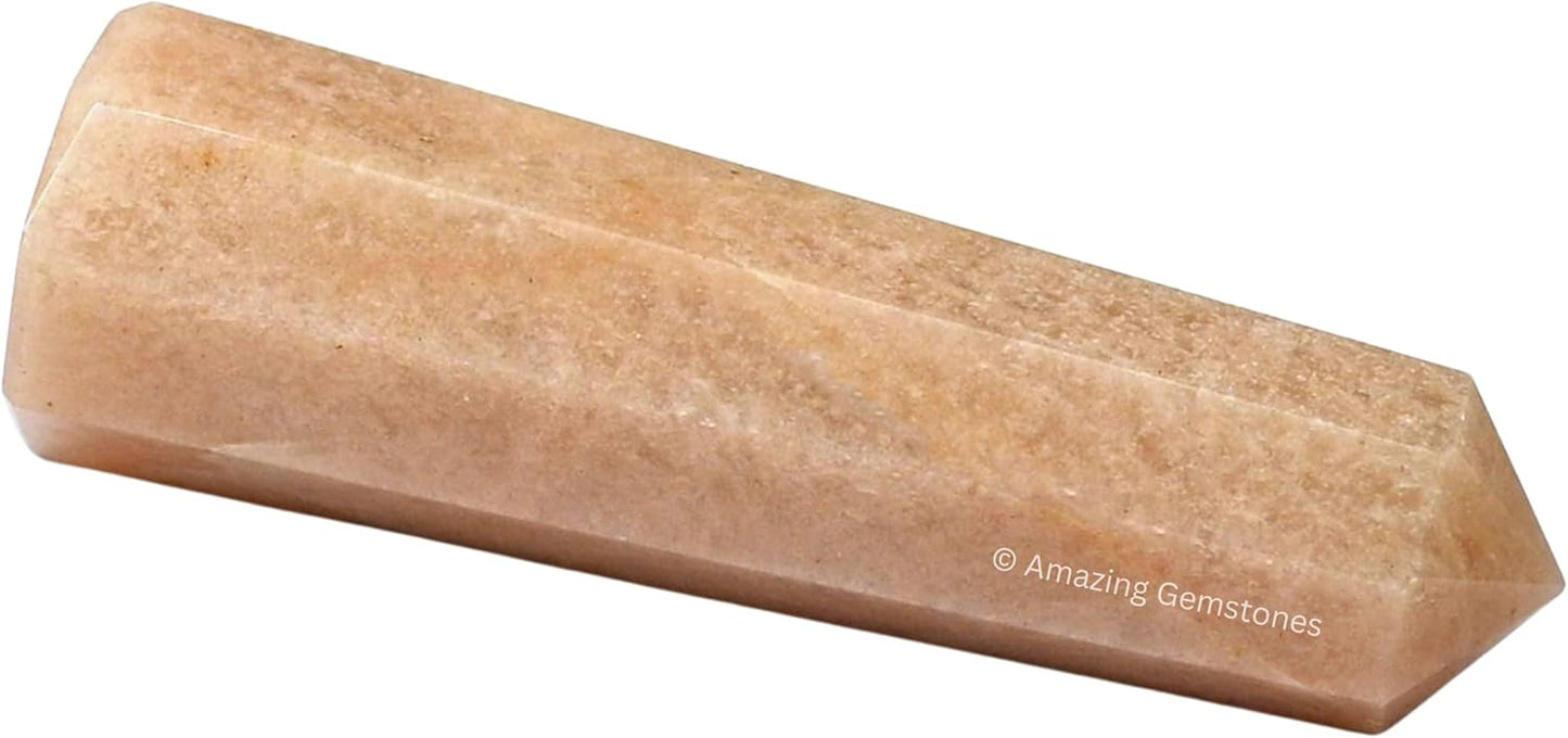 Amazing Gemstone Cream Moonstone Crystal Towers - Natural Healing Crystal Point Obelisk for Reiki Healing and Crystal Grid (3 Inch)