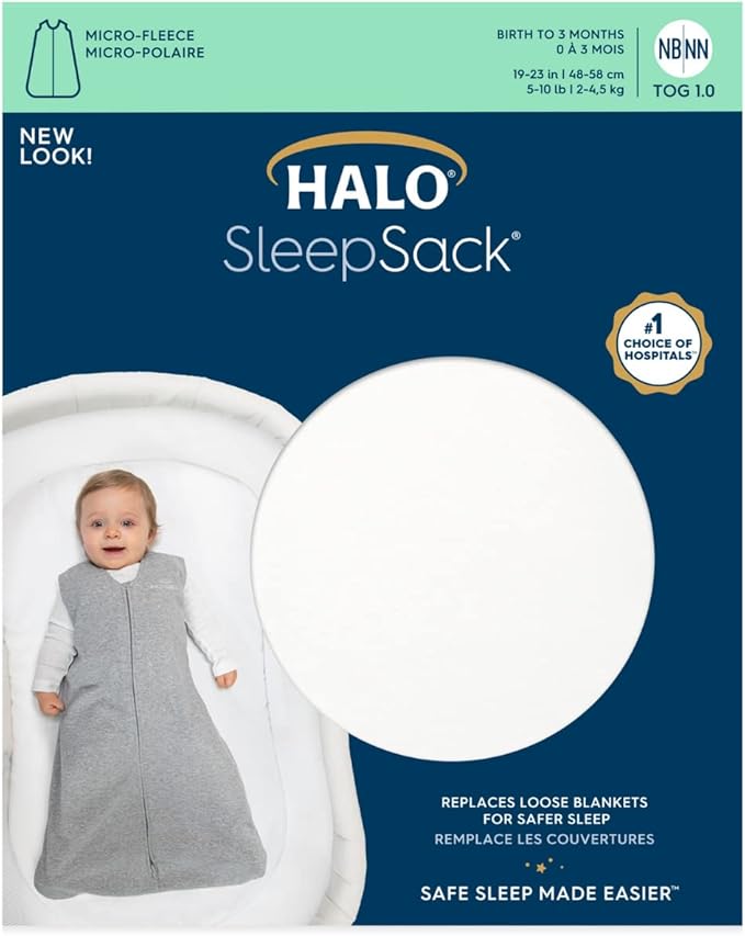HALO Micro-Fleece Wearable Blanket, Swaddle Transition Sleeping Bag, TOG 1.0