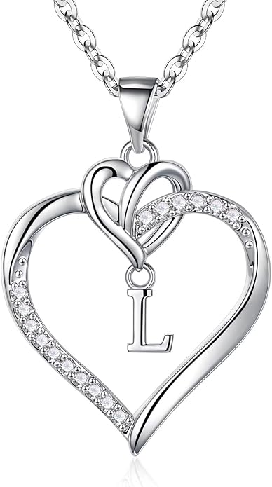 STORUP Heart Initial Necklaces for Women Girls, 14K Gold Plated Cubic Zirconia Heart Initial A-Z Pendant Necklace Dainty Heart Necklaces for Women Teen Girl Jewelry Birthday Gifts