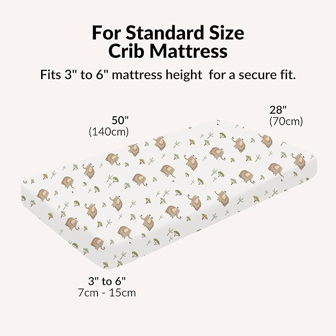 100% Organic Cotton Crib Sheets (3-Pack) - GOTS Certified - Breathable Organic Crib Sheets - Double-Elastic for Secure Fit, Extra Protection for Your Baby - Gender-Neutral Sheet (28"x55")/ 140 x 70cm