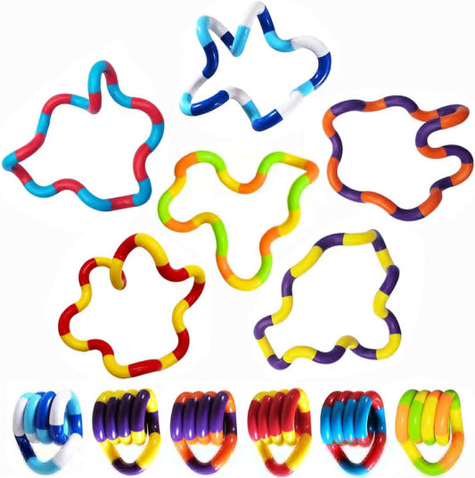 Tangles Sensory Fidget Toys - 6PCS Multicolor Twisty Fidget Toys for Adults,Boys,Girls for Relaxation,Anxiety Stress Relief,Decompression-Squeeze, Twist, Chain Spinner Alternative Gift (6PCS)