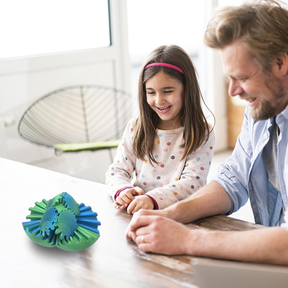 Gear Ball - 3D Printed Gear Ball Spin Ball or Cube Fidget Toy,Gear Sphere,Gear Ball Fidget Toy,Stress Ball,GearSphere Desk Toy,Fidget Ball (Green,8cm)