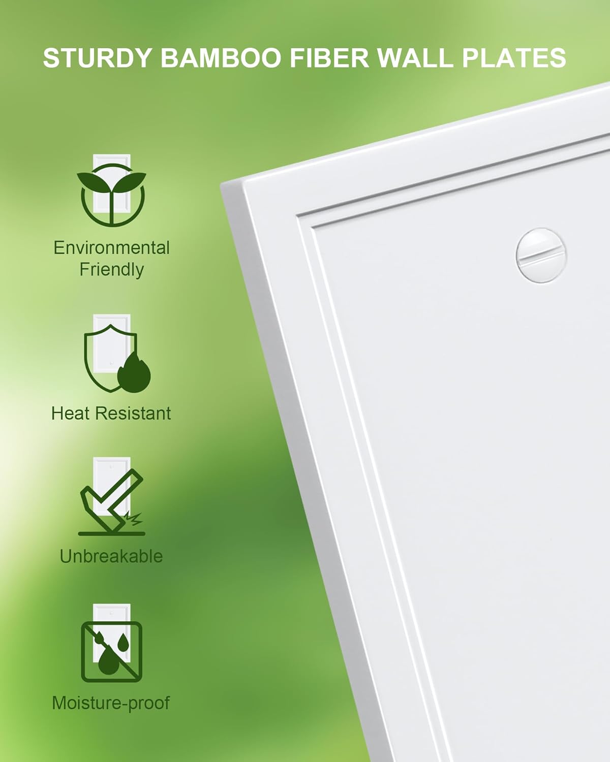 2-Pack Blank Outlet Cover Wall Plate, Natural Material Switch Plates Outlet Covers, Pure White Decorative Wall Plates for Electrical Outlets