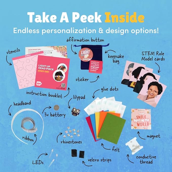 Dear Smart Girl DIY Light-Up Headband: Electrical Engineering STEM Activity Kit, Build Confidence & Skills, Gift for Girls Ages 8-12, Award Winning STEM Education Activity