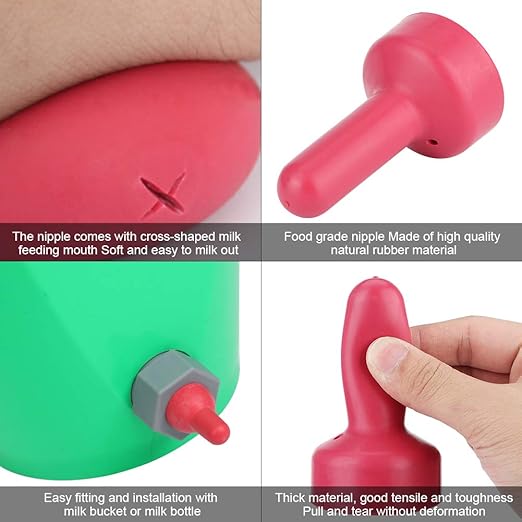 Rubber Baby Bottle Nipples, Calf Nipples, Easy to Suck Cruciform Mouth Design Goat Bottle Nipples Widely Used for Cattle Sheep Feeding Milk (HL-MP73C)