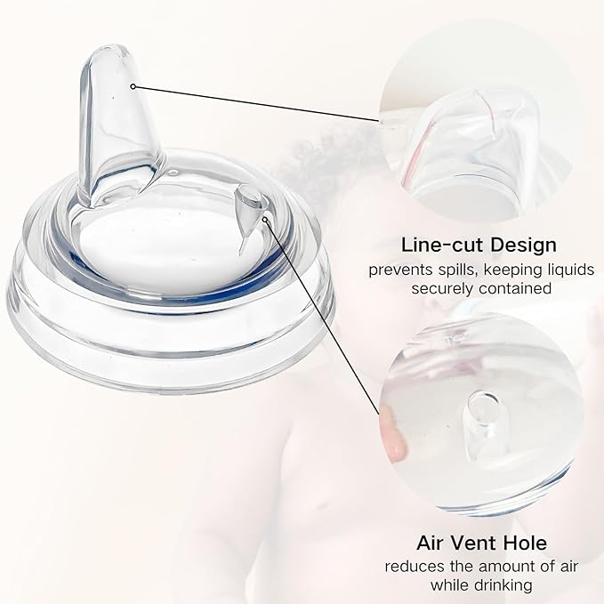 Sippy Spout Nipples Compatible with Philips Avent Natural Bottles, My Grippy Spout and Natural Trainer Sippy Cup, Soft Clear Food Grade Silicone Replacement Spouts, Leak-Proof, BPA Free, 6 Count