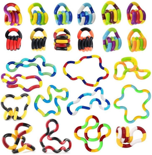 24 Pack Fidgets Toys,Twisty Fidget Toy Pack for Kids and Adults Anxiety Relief and Stress Relief Toys Fidget Toy for School - Classroom Reward (red)