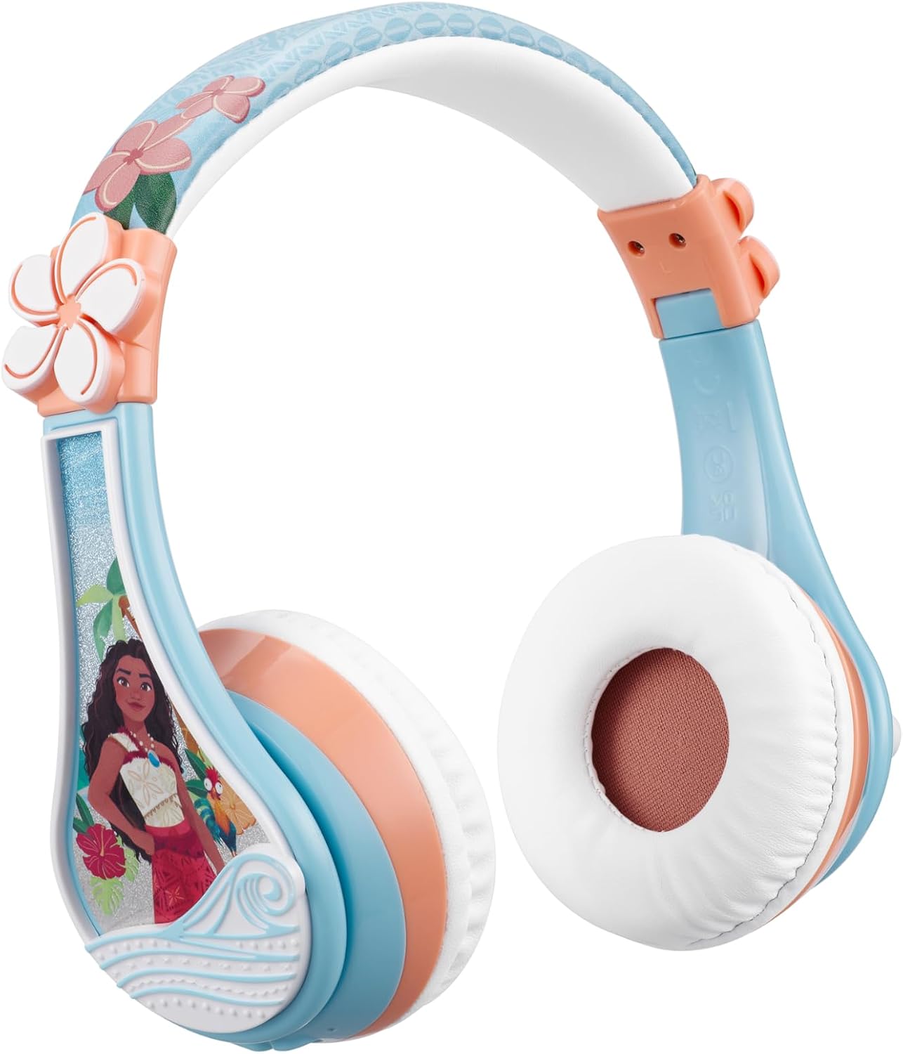 eKids Moana Bluetooth Headphones for Kids, Wireless Headphones with Microphone Includes Aux Cord, Kids Earphones for School, Home, or Travel