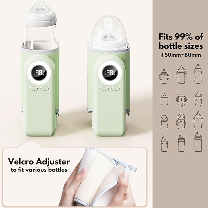 Cozytots Portable Bottle Warmer for Travel Wireless Portable Baby Milk Warmer On The Go Rechargeable USB Battery-Powered Milk Bottle Heating Bag in Car Heaters Thermostat Bag