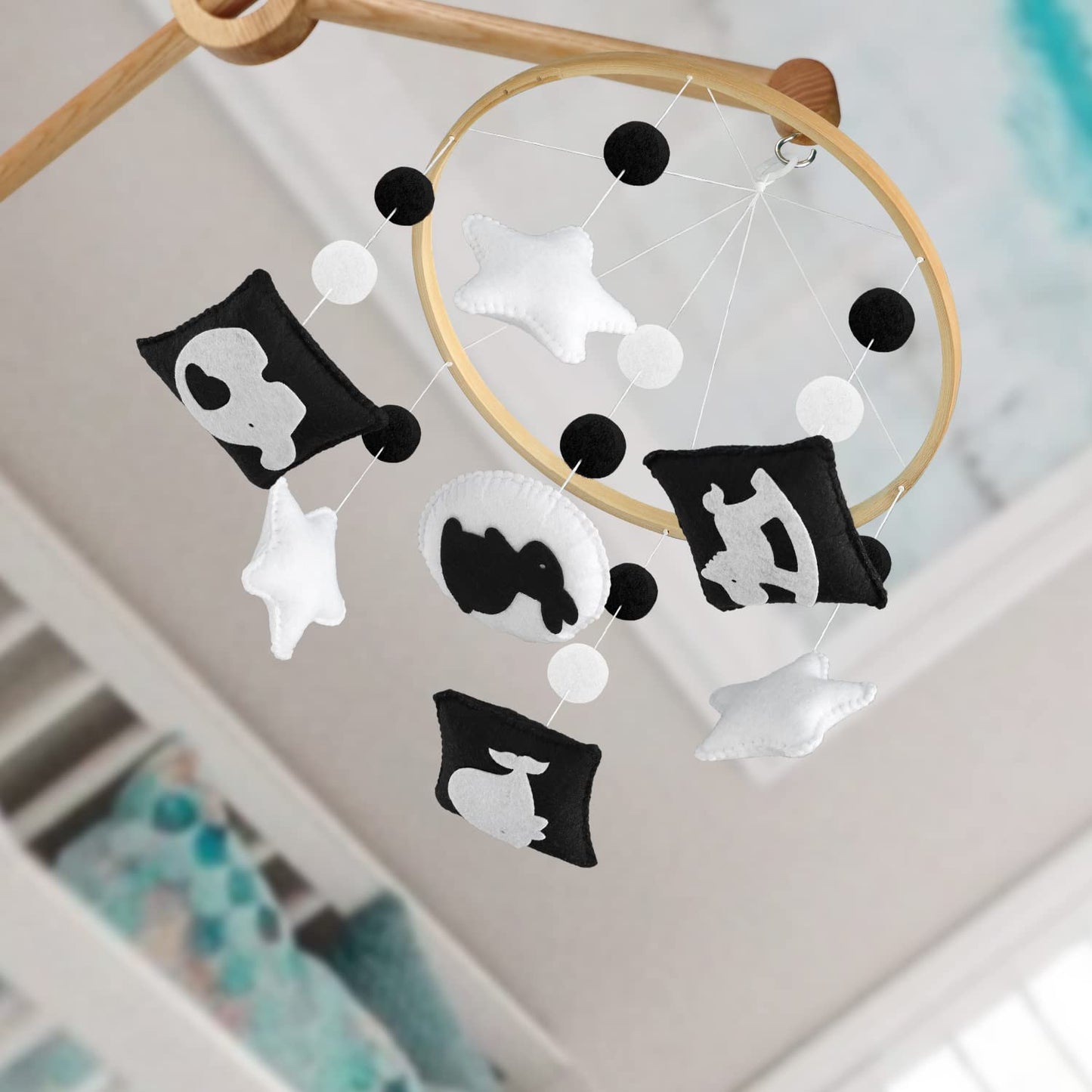 Montessori Mobile Baby for Crib - Black and White Mobile Give Visual Stimulation to Engage Your Newborn - Baby Crib Mobile for Boys & Girls - Baby Mobile for Crib