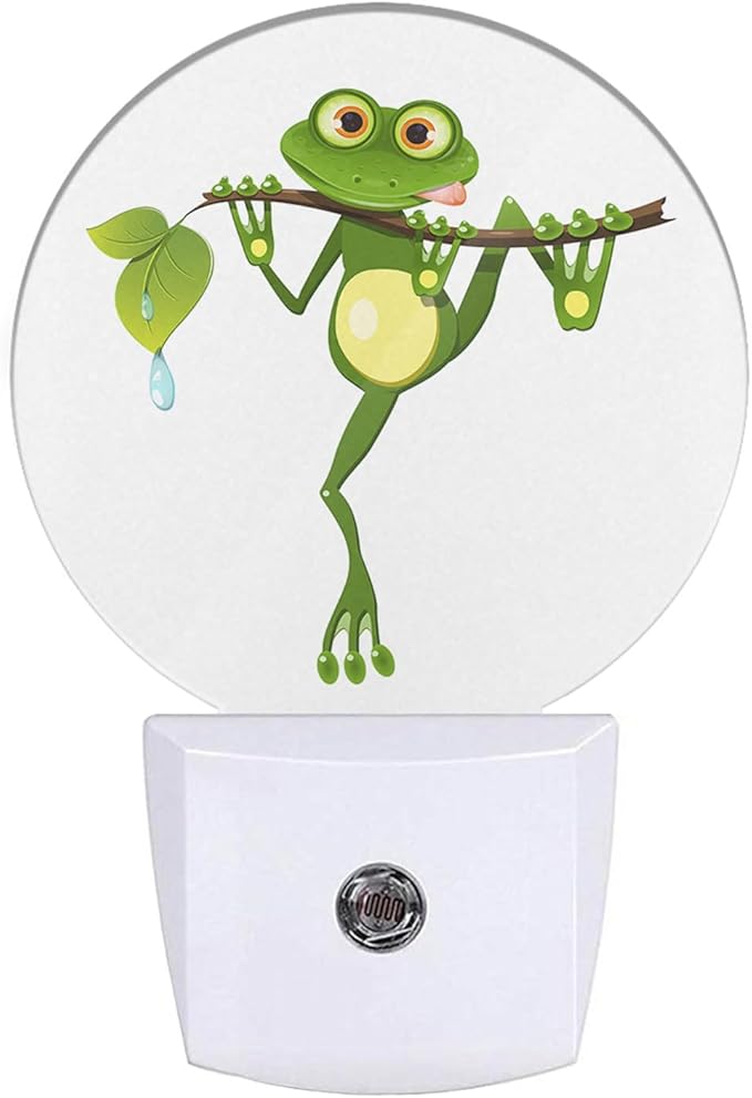 EKOBLA Frog Night Lights Plug into Wall Frog Holding Green Leaf Fun Plug-in Nightlights Home Auto Sensor LED Dusk to Dawn Light for Bedroom Bathroom Kitchen Corridor