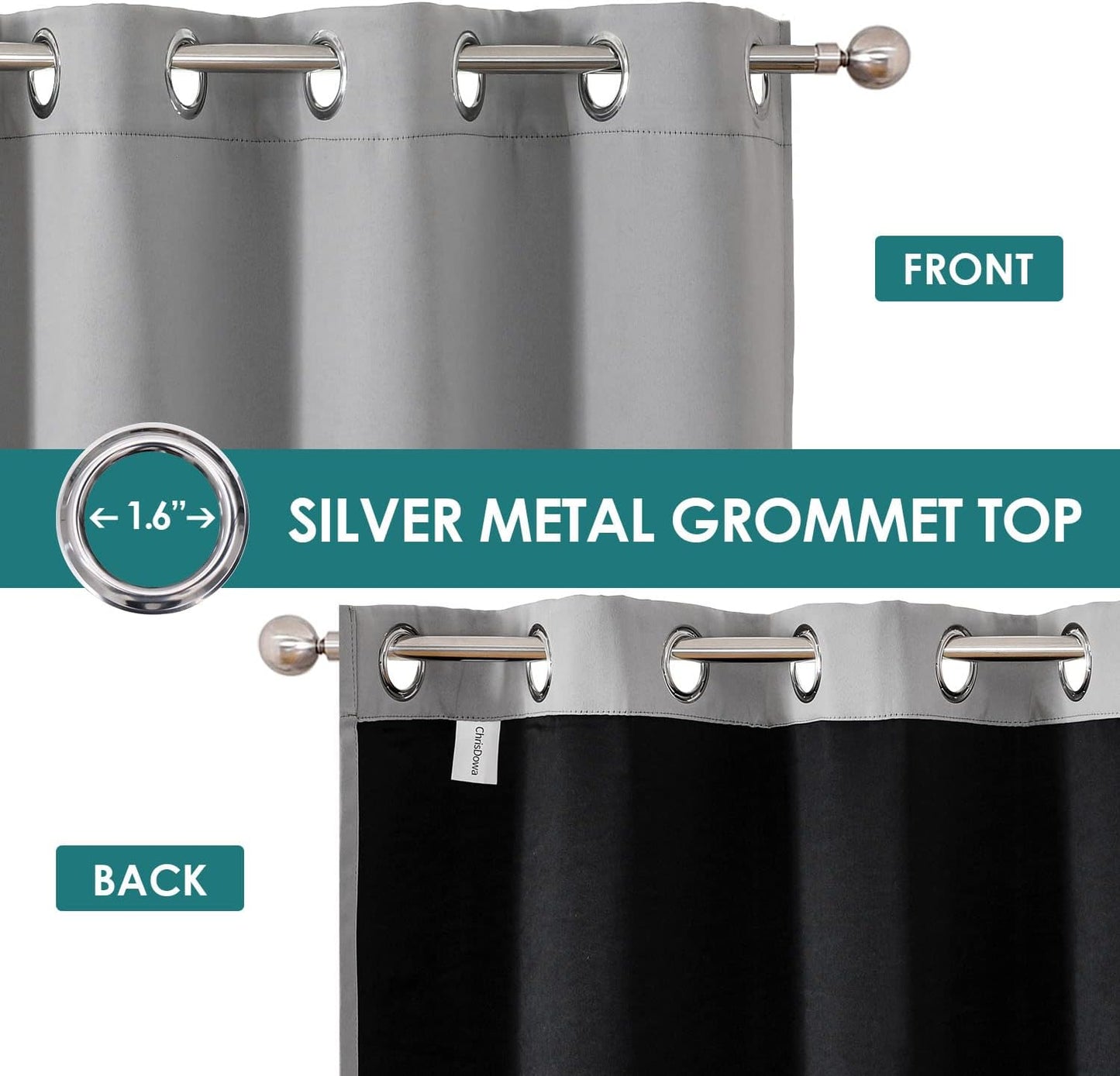 ChrisDowa 100% Blackout Curtains for Bedroom with Black Liner, 2 Thick Layers Total Blackout Thermal Insulated Grommet Window Curtains 84 Inch Long 2 Panels Set (Light Grey, 52 x 84 Inch)