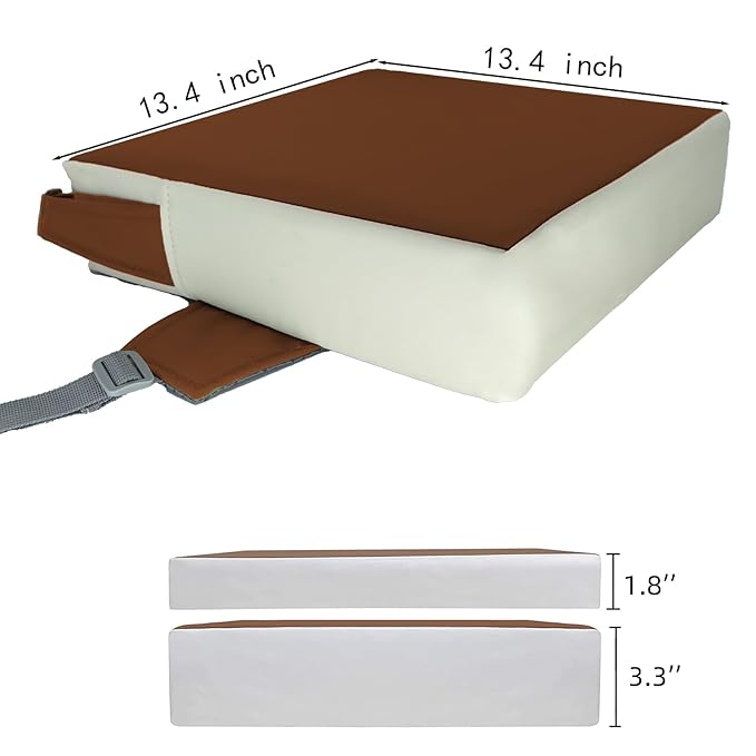 Booster Seat for Dining Table, PU Anti-Scratch Easy Cleaning Kids Toddler Booster Seat for Table, Portable Travel Increasing Cushion for Chair - Brown