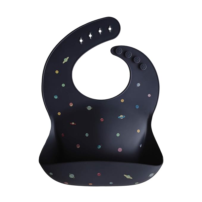 mushie Silicone Baby Bib | Adjustable Fit Waterproof Bibs (Planets)