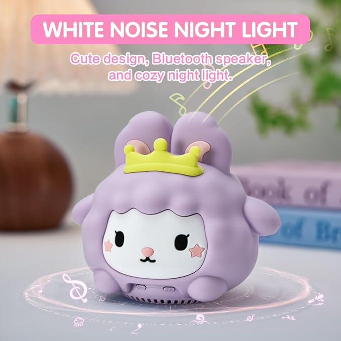 Baby Sound Machine, 20 Soothing Sounds White Nosie for Sleeping, Rechargeable Night Light with Speaker, 3 Brightness Levels Remote and Tap Control, Nursey Lamp for Baby, Kids Bed Room (Bunny)