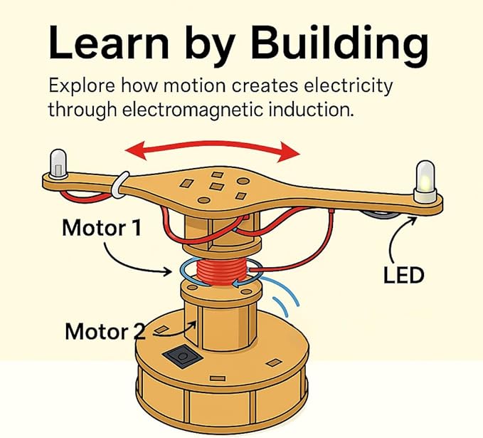 STEM Kits for Kids Age 8-10, STEM Toys for Boys 8-12, Wooden LED Spinner Model Building Kits, Wood 3D Puzzles 8-13, Science Crafts Projects, Gifts for 8 9 10 11 12 13 14 Year Old Teen Boys Girls