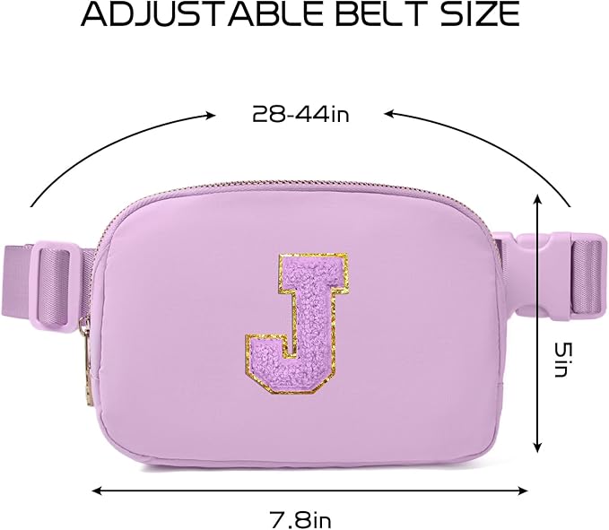 Gitus Gifts for 8 9 10 11 12 Year Old Girls Belt Bag Fanny Pack Crossbody Bags with Initial Letter Patch Cute Stuff Birthday Gifts for Teen Girls Women Personalized Trend Stuff (Lavender-J)