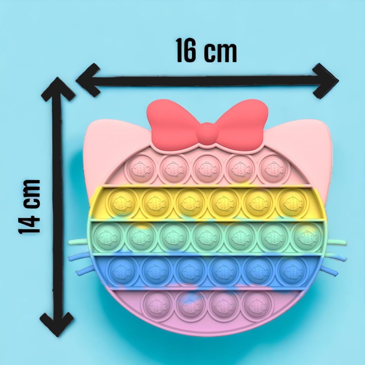 BlueMelon Pop it Fidget Toy | Butterfly Mouse Kitty Cat Design | Pack of 4 and Multi Color (Set of 4)