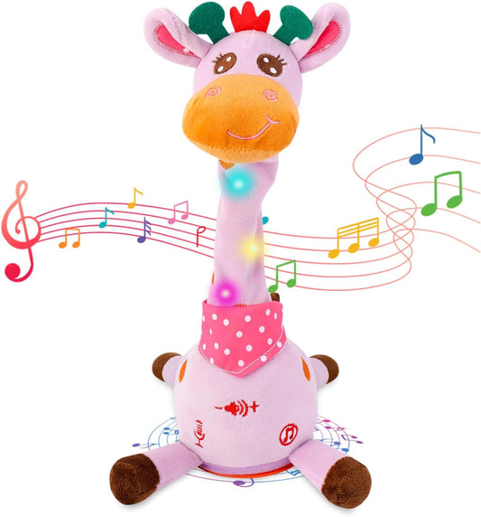 Dancing Giraffe Toy, Stuffed Animal Toy Repeating What You Say, Glowing Musical Electronic Talking Giraffe Gifts