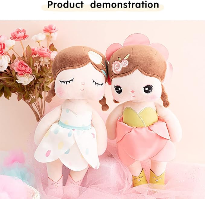 13" Exclusive New MeToo Princess Doll - Cute Flower Fairy Plush, Soft Baby Girl Gifts, Non-Toxic Skin-Friendly PP Cotton Stuffed Angela (Rose)