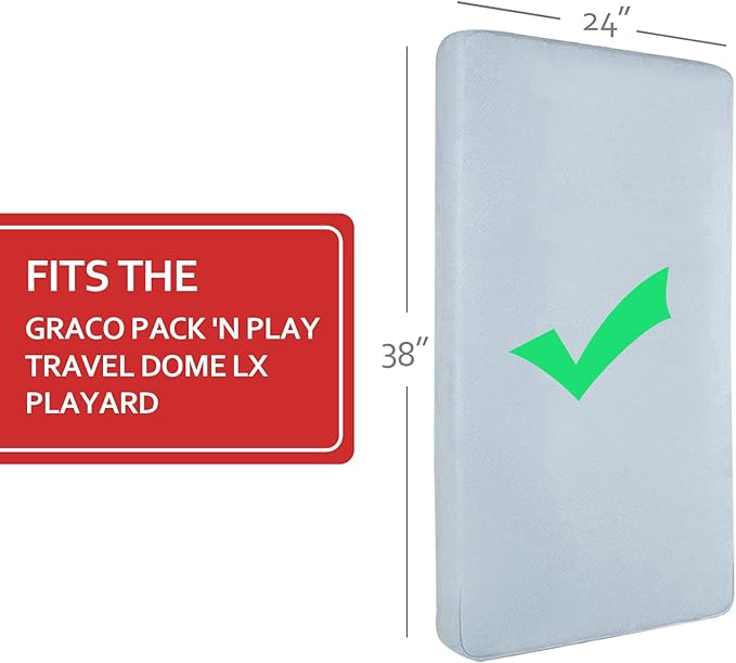 Pack and Play Mattress Pad (6 Sizes), Compatible with Graco Pack 'n Play Travel Dome DLX Playard, Waterproof Soft Quilted Sheets Cover Protector