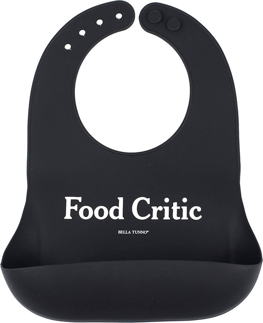 Bella Tunno Baby Bib for Eating, Waterproof Silicone Bib with Large Food Catcher, Adjustable Fit for Babies 4-12 months & Toddlers 1-3 Years, Boys & Girls, Food Critic