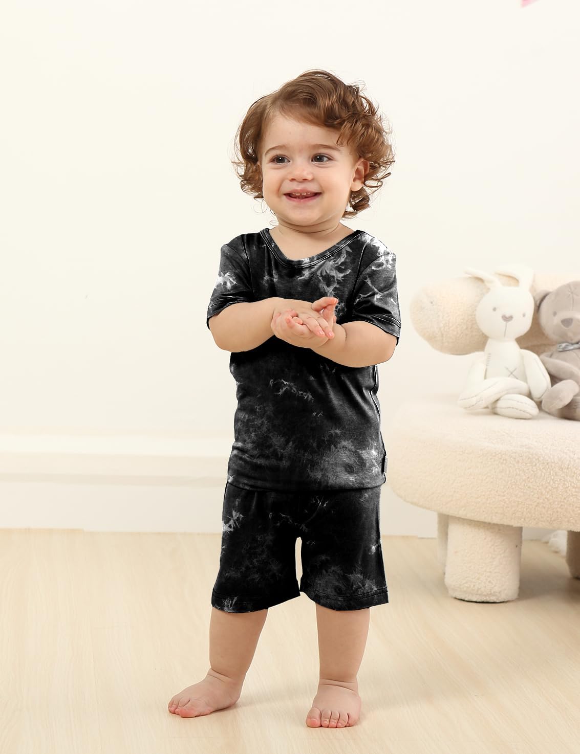 Jimonda Baby/Toddler Soft Sleepwear Short sleeve Kids Cool Pajama Outdoor 2-Piece Shirt&Shorts Casual sets Tie Dye PJ