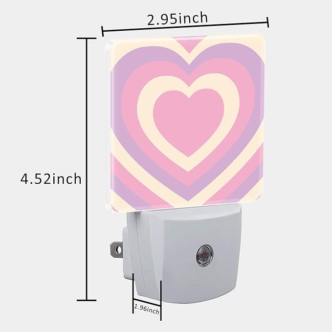 Pink Love Swirl Night Light for Kids, LED Night Light Plug into Wall with Dusk to Dawn Sensor for Girls Boys Women Men Room Decor, Hallway, Kitchen, Bathroom, Nursery, Stairs