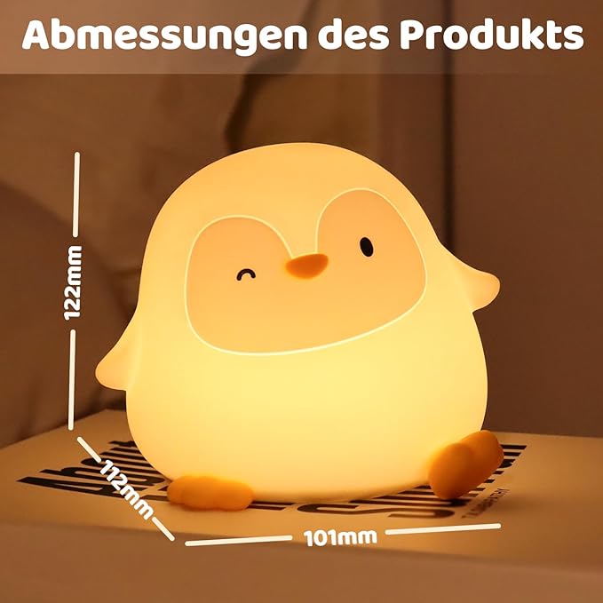 Penguin Silicone Night Light for Kids - Squishy LED Lamp with Soft Touch, USB Rechargeable & Long Battery - Cute Winter Animal Decor for Nursery & Gifts