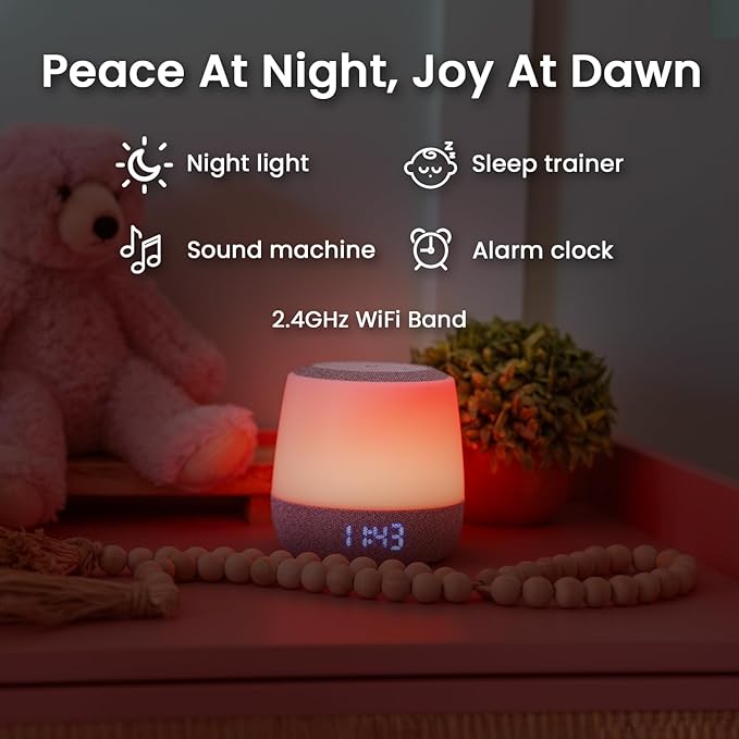 Babysense Dreamer 2.0 Baby Sound Machine with Night Light | 2nd Gen | 28 Soothing Sounds | Toddler Sleep Trainer | App-Controlled White Noise Machine | Sleep Timer | 2.4GHz WiFi | US Only