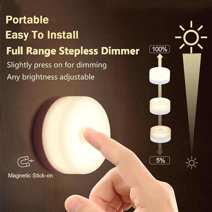 S SELDORAUK Baby Night Lights for Nursery, Portable Dimmable Touch Lamp, Type-C Rechargeable for Kids and Adult, Breastfeeding, Sleep Aid, Bedside Soft Eye Caring (Warm 2pack)