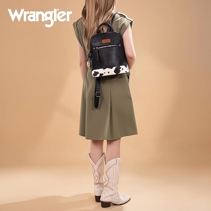 Montana West Wrangler Backpack Purse for Women Medium Ladies' Bookbag Travel Work Daypacks Bags Cow Print