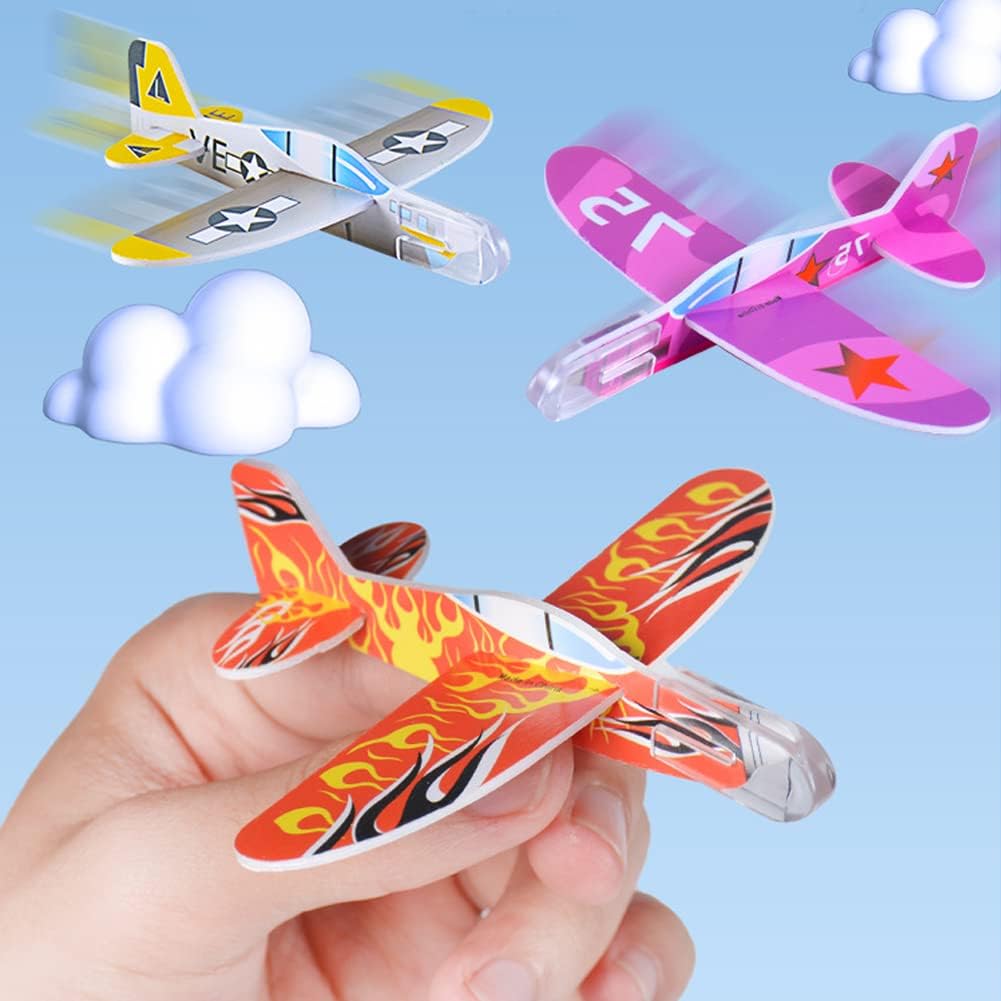 50 Pcs Foam Gliders Planes Toys for Kids, Paper Airplane, Party Favors Goodie Bag Stuffers, Outdoor Flying Toys, Bulk for Classroom Prizes Boys and Girls