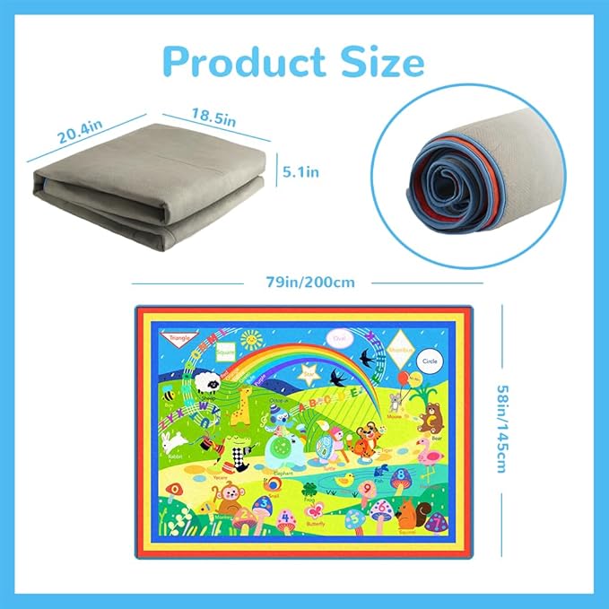 Baby Play Mat 79" X 58",Extra Large Baby Mat for Floor,Soft Plush Cushion Baby Crawling Mat,Foldable Foam ABC Playmats for Babies and Toddlers,Thicken Baby Playpen Mat Activity Mat Baby Rug