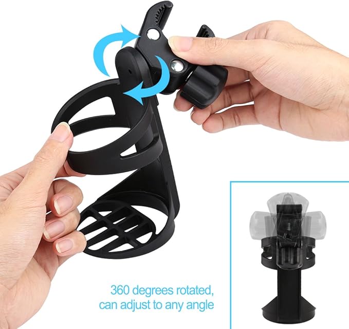 Accmor Stroller Cup Holder, Universal Cup Holder for Uppababy, Nuna, Doona Strollers, 360 ° Rotatable Bottle Holder for Stroller, Bike, Wheelchair, Walker, Scooter