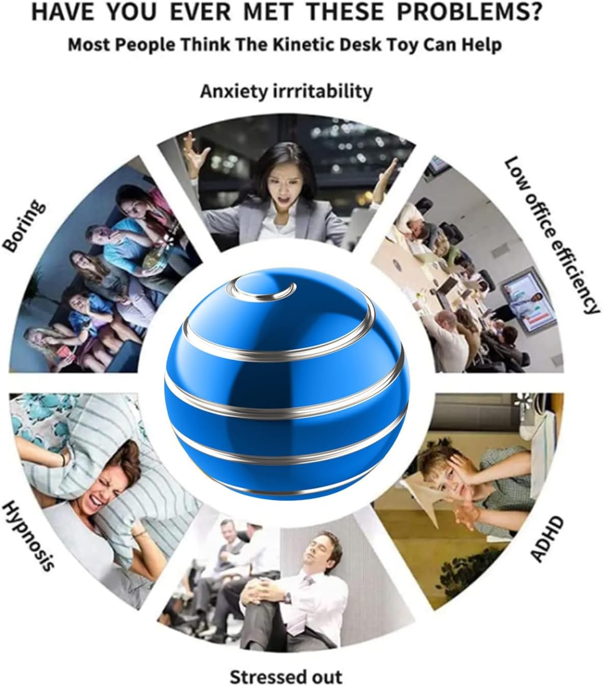 Kinetic Desk Toys, Adults Fidget Toys, Fidget Toys for Kids Ages 8-12, Sensory Toys for Kids with Autism, Stocking Stuffers for Kids Party Favors Toys (1.54", Blue)