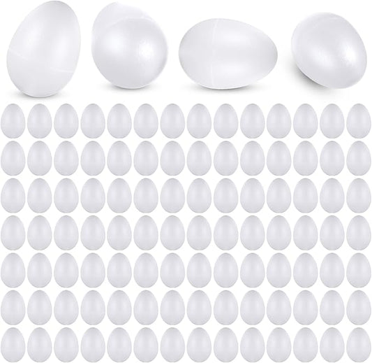 Yeshone 100 Pieces Egg Shakers Musical Instruments Percussion Maracas Egg for Kids Toys Plastic Easter Shaker for Learning DIY Painting, Classroom Music, Rhythm(White)