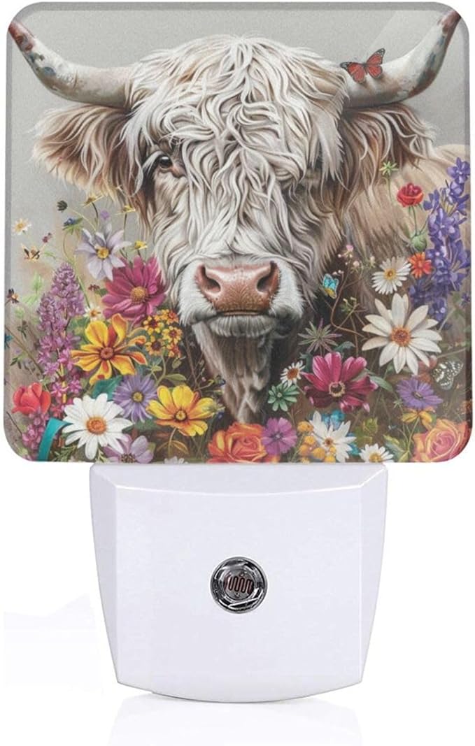 Led Night Light, Highland Cow Decorative Plug in Nightlights,with Smart Auto Dusk to Dawn Night Light for Bedroom, Kitchen, Nursery, Bathroom