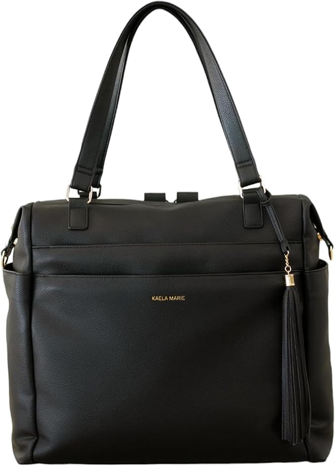 Large Diaper Bag Backpack, Vegan Leather Diaper Travel Tote Bag with Changing Pad and Stroller Straps