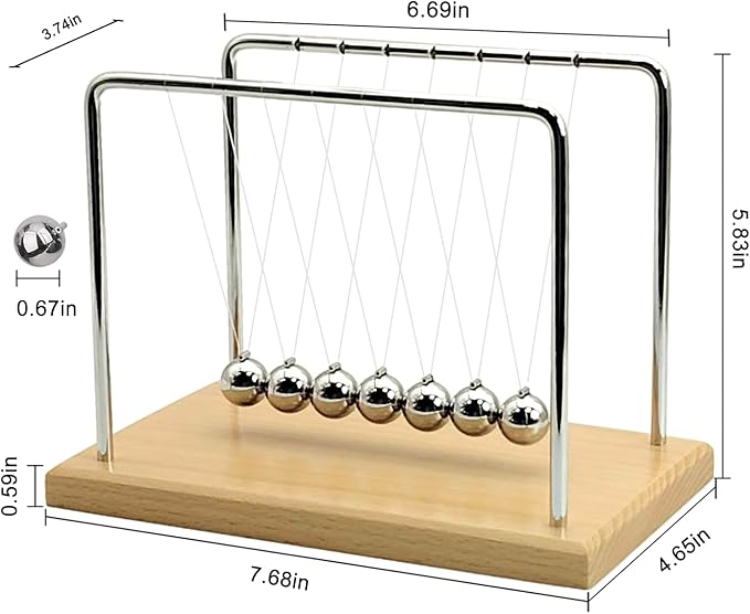 QLKUNLA Newtons Cradle Balance Balls Science Physics Gadget Desktop Decoration Kinetic Motion Toy for Home and Office (Beech,7 Balls)