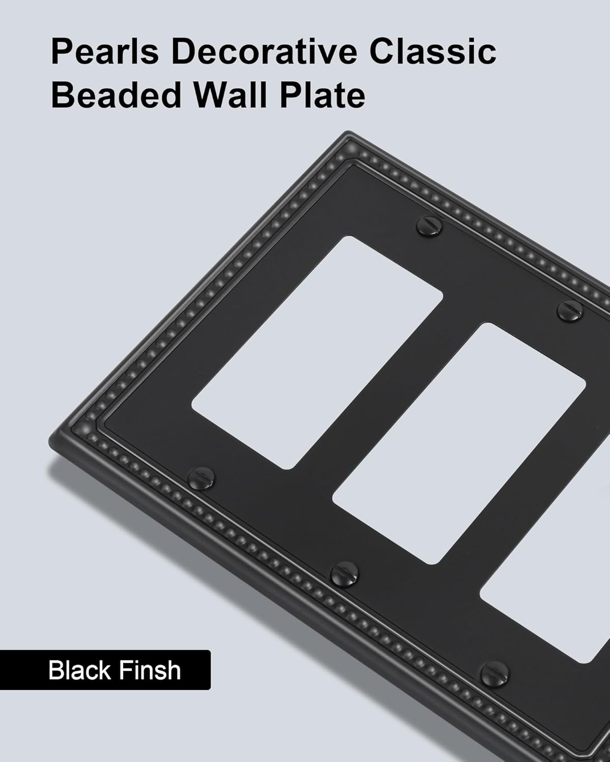2-Pack Triple Decorator Outlet Cover Plate, Black Pearls Decorative Switch Plates and Outlet Covers, Metal Wall Plates for Electrical Outlets, Receptacle, GFCI Outlet, Dimmer Switch