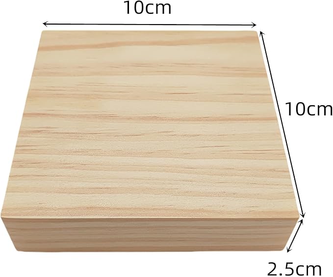 12PCS Unfinished Wood Square Blocks for Crafts, 4x4x1in Blank Wooden Squares Pine Wood Boards for Wood Carving,DIY Wood Coasters,Painting & Burning