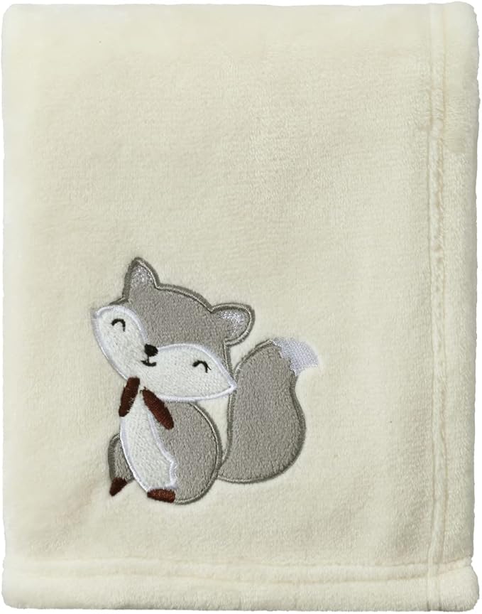 CREVENT 30''X40'' Light Cozy Plush Fluffy Warm Fleece Receiving Baby Blanket for Infant Toddler Crib Cot Stroller, Baby Birthday Ivory Fox