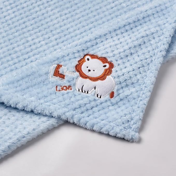 CREVENT 30''X40'' Cute Cozy Fluffy Warm Baby Blanket for Girls Boys Infants Toddlers' Bedding Crib Cot Stroller, Baby Shower Birthday Newborn's Gift Blue - Baby Lion