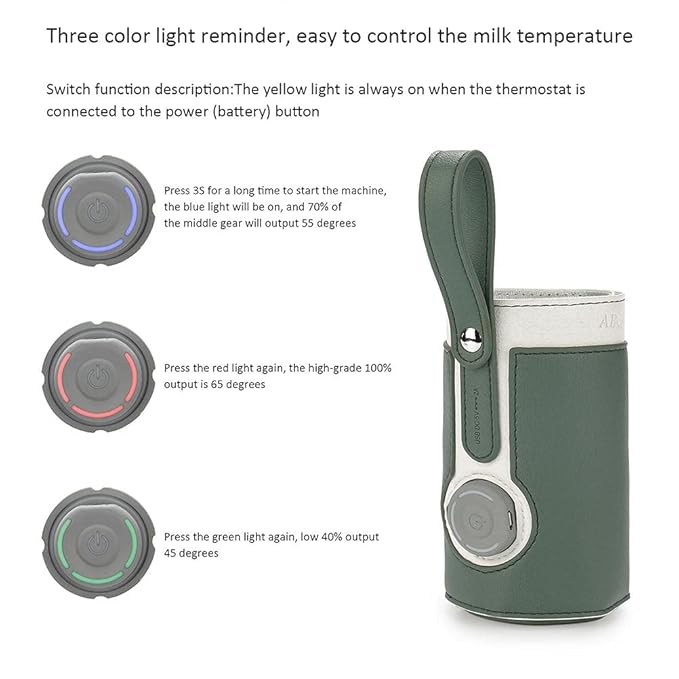 GOTOTOP Bottle Warmer Bag Portable Baby Bottle Warmer Leather Three Gears Adjustable Heated Bottle Bag Car Portable Thermostat Heating Cup Cover (e)