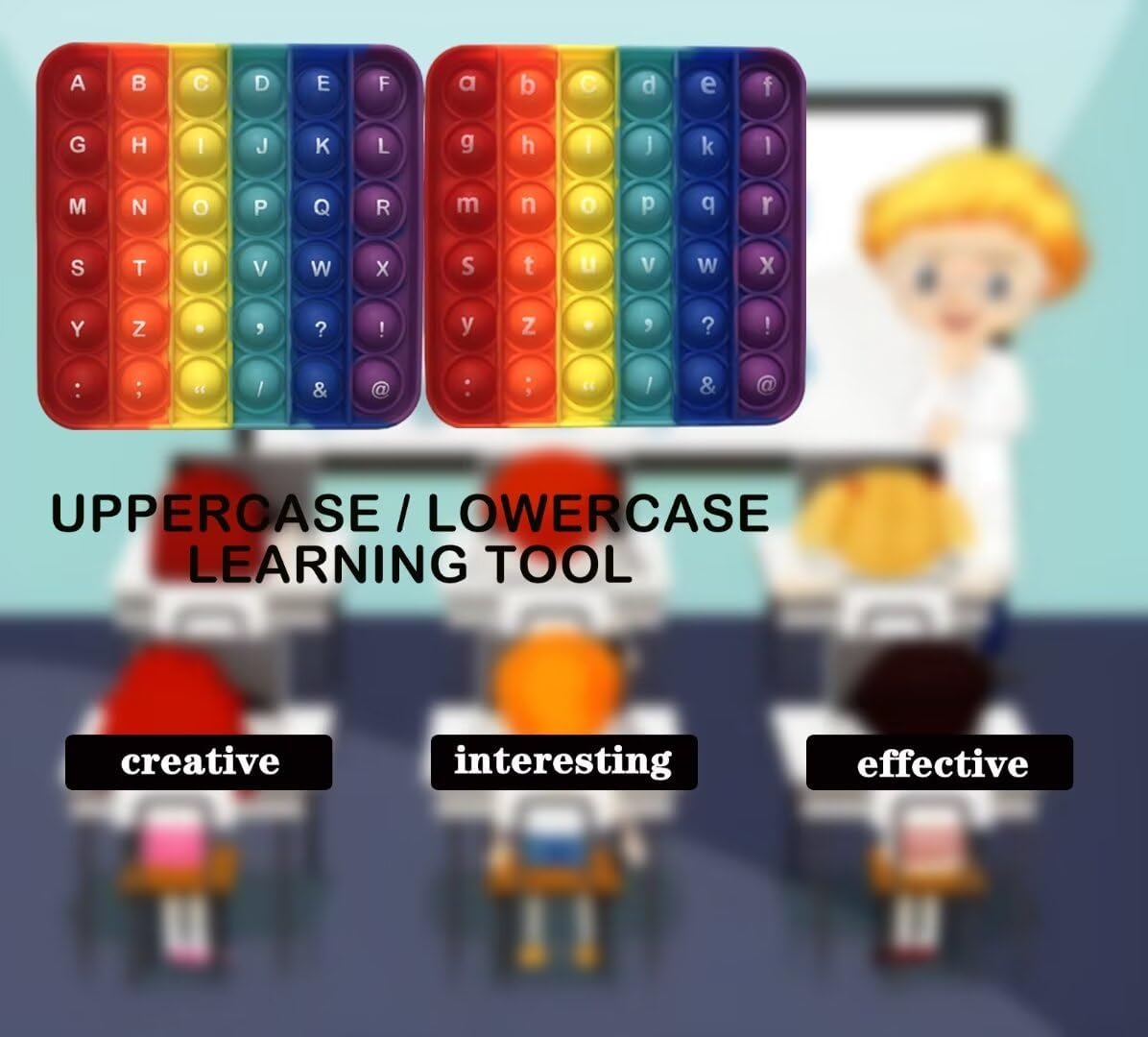 Alphabet Poppers (2 Pack) Fidgety Toy, ABC Letter Learning & Educational Popper Uppercase Lowercase Matching Game, Stress Relief Sensory Popping Game, Preschool Montessori Toy for Classroom